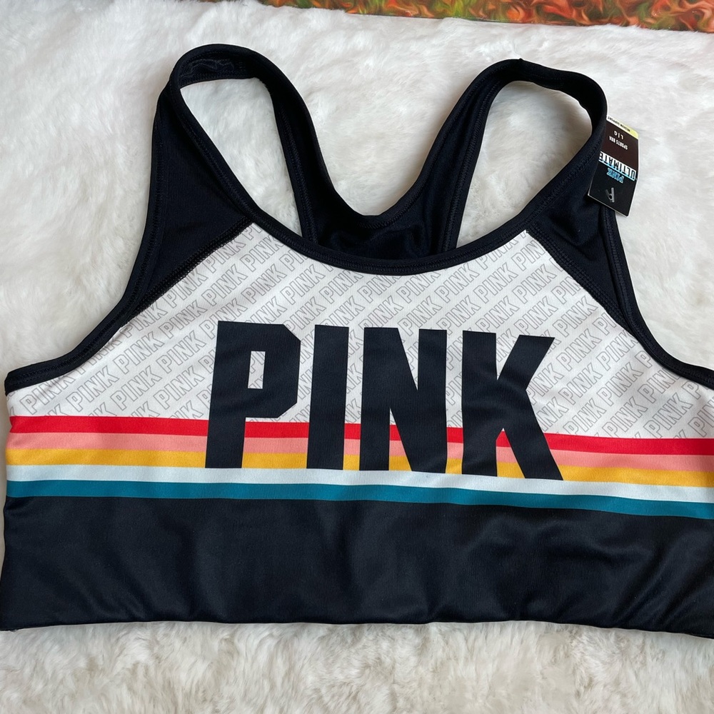 Victoria's Secret PINK Black and Multicolor Sports Bra - Picture 1 of 5